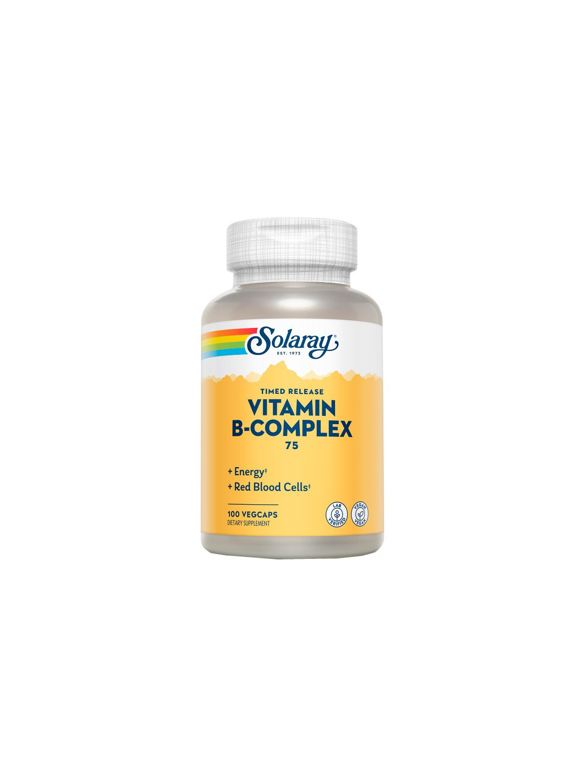 B Complex 75 - 100 VegCaps Acción Retardada.Sin Gluten. Apto Para Veganos - Solaray