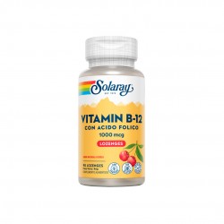 Vitamina B12 Con Ácido Fólico 1000 Mcg- 90 Comprimidos Sublinguales. Sin Gluten. Apto Para Veganos - Solaray