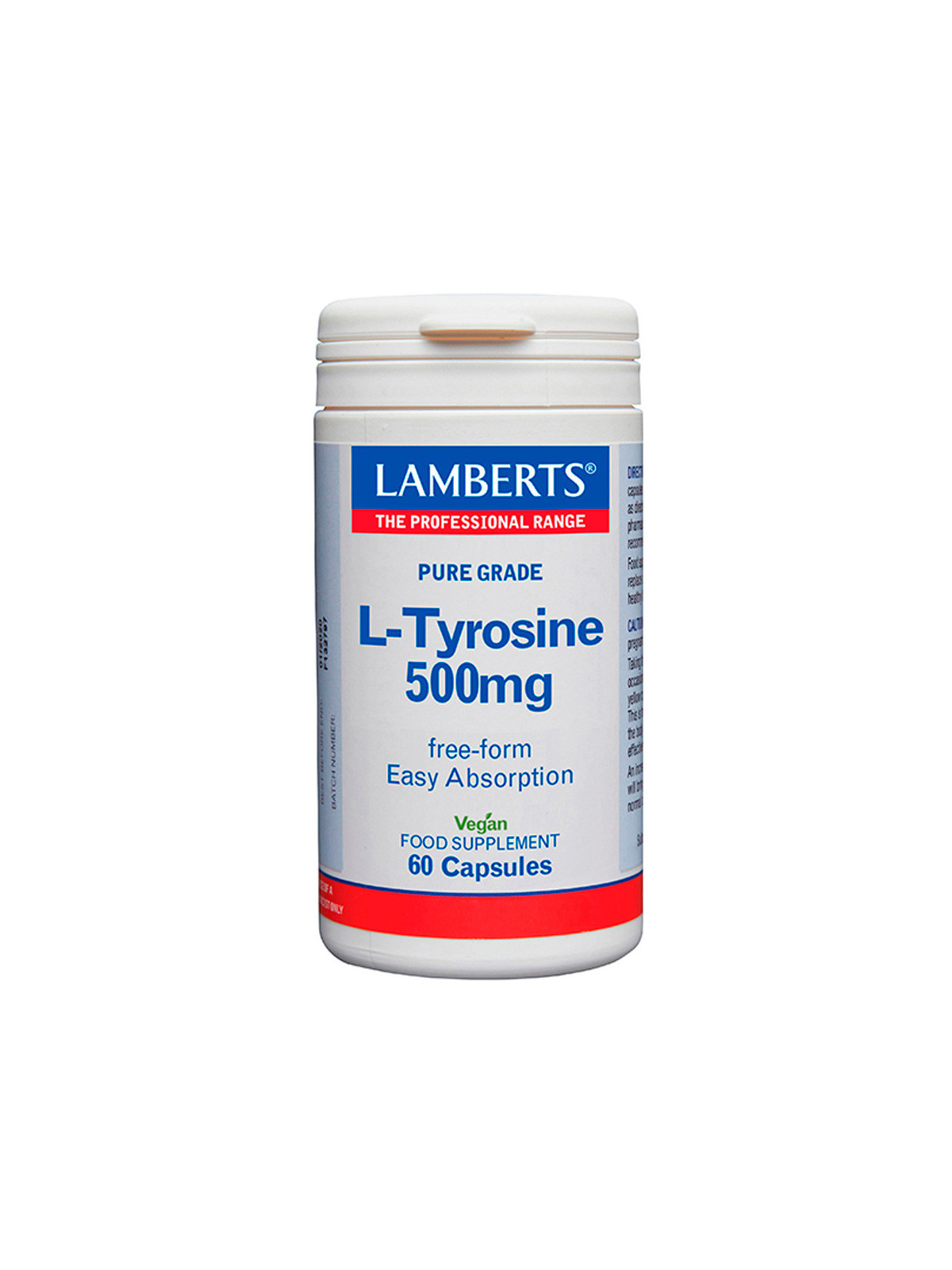L-Tirosina 500 mg 60 cápsulas | Concentración y energía mental